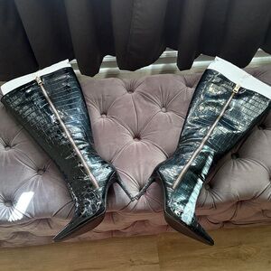 INC International Concepts Glossy Black Heeled Boots